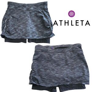 XS Women's ATHLETA Black Heathered Pull On Layered Athletic Skirt Skort